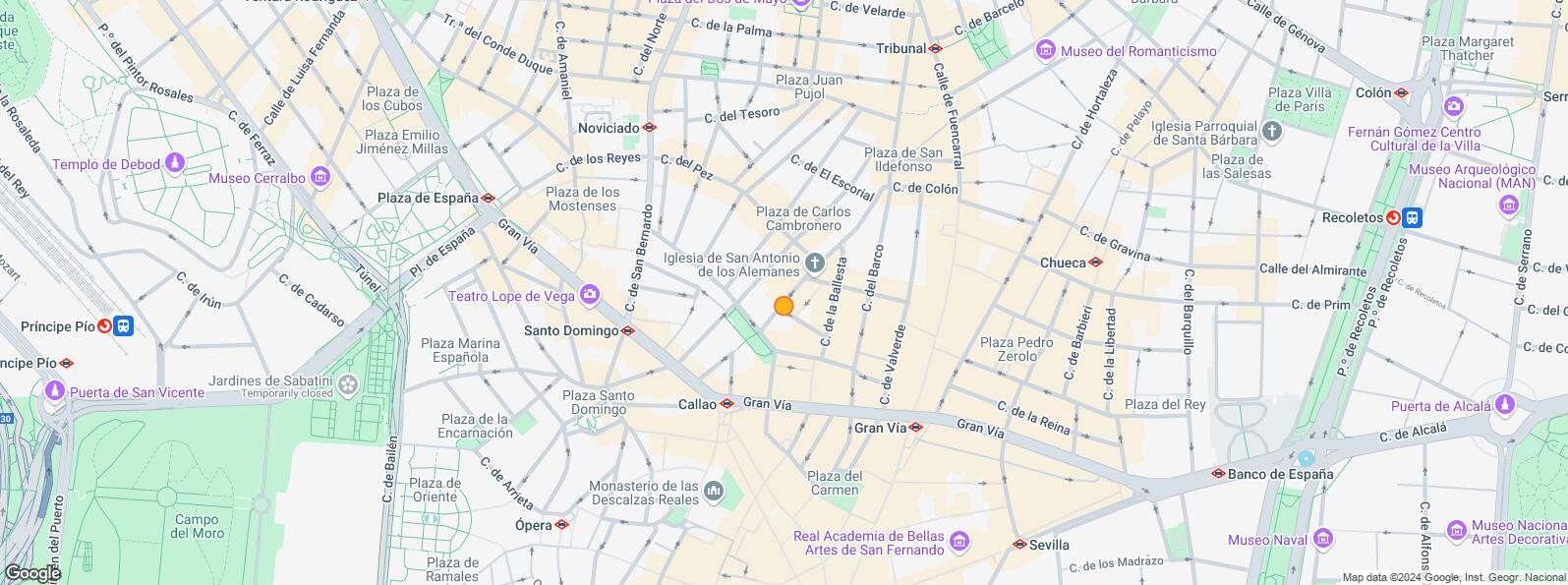 Location Map for Zona Gran Vía, Centro, Madrid, 28004