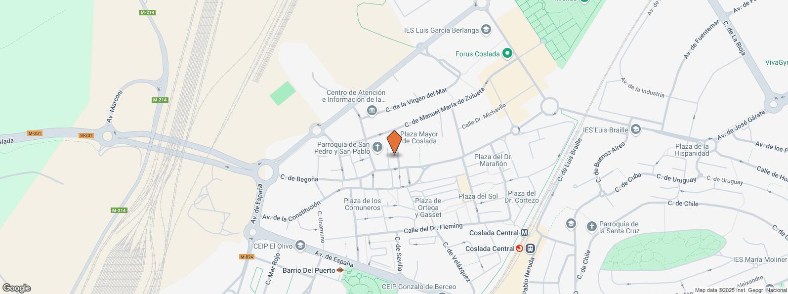 Location Map for Plaza San Pedro y San Pablo, 2, Coslada, Madrid, 28820