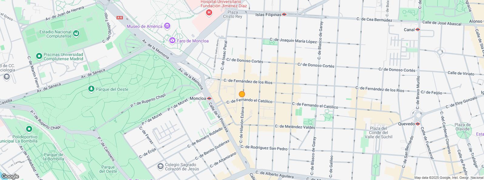 Location Map for Zona Argüelles, Chamberí, Madrid, 28015