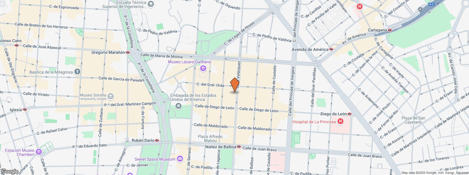 Location Map for Edificio Cuauhtemoc, Calle Velázquez, 105, Salamanca, Madrid, 28006