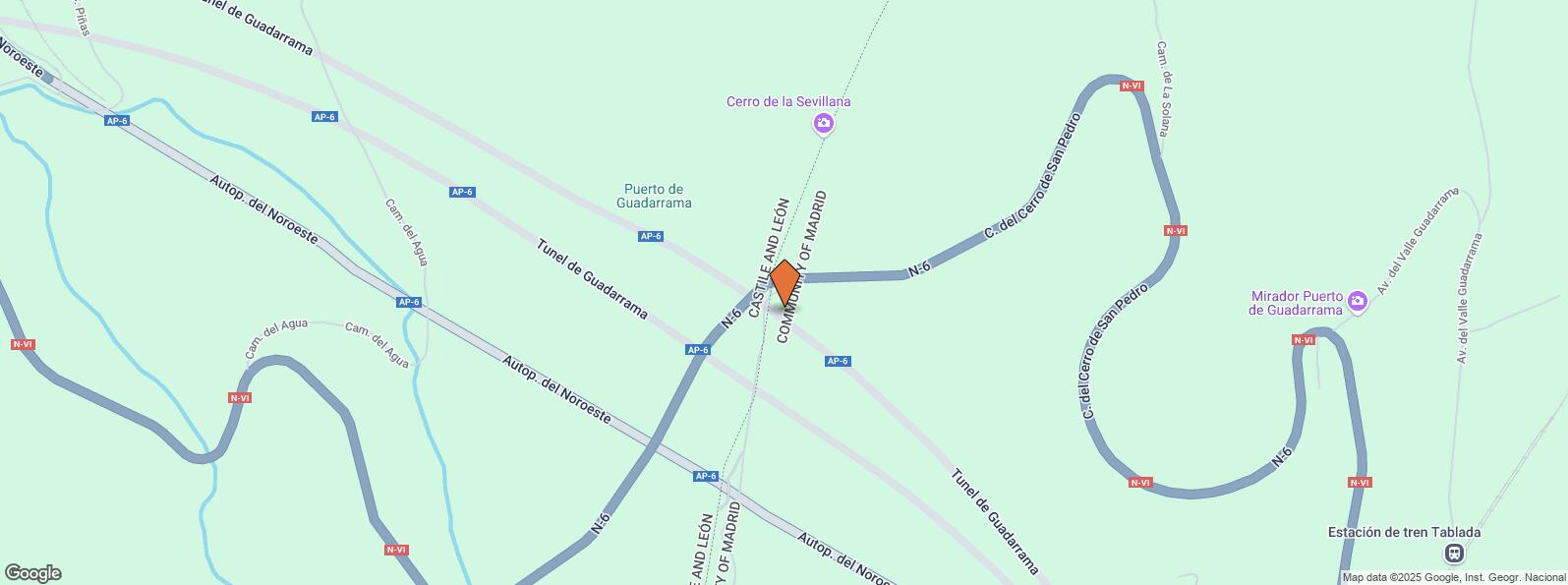 Location Map for Carretera Madrid - La Coruña, N-6, Km 56, 7, Guadarrama, Madrid, 28440