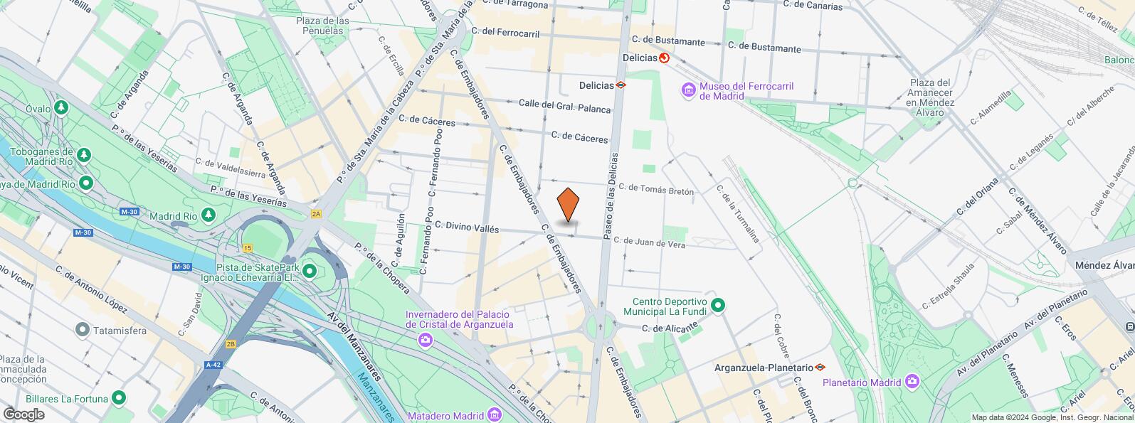 Location Map for Calle Divino Vallés, 14, Arganzuela, Madrid, 28045