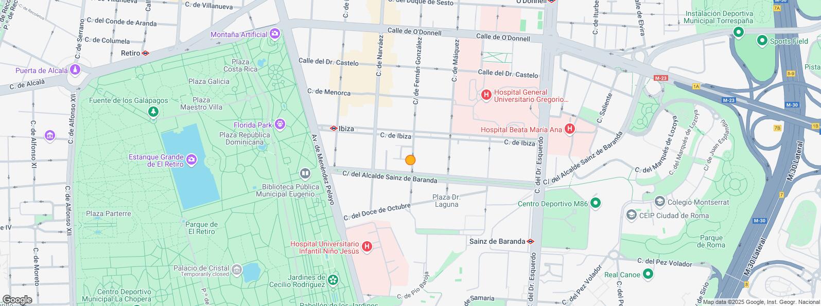 Location Map for Zona Ibiza - Retiro, Retiro, Madrid, 28009