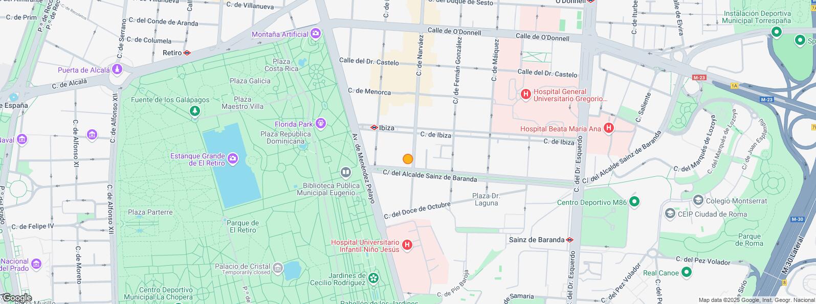 Location Map for Avenida Menéndez Pelayo, Retiro, Madrid, 28009