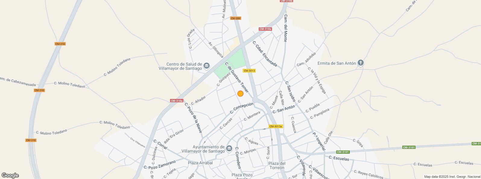 Location Map for Centro Urbano, Villamayor de Santiago, Cuenca, 16415