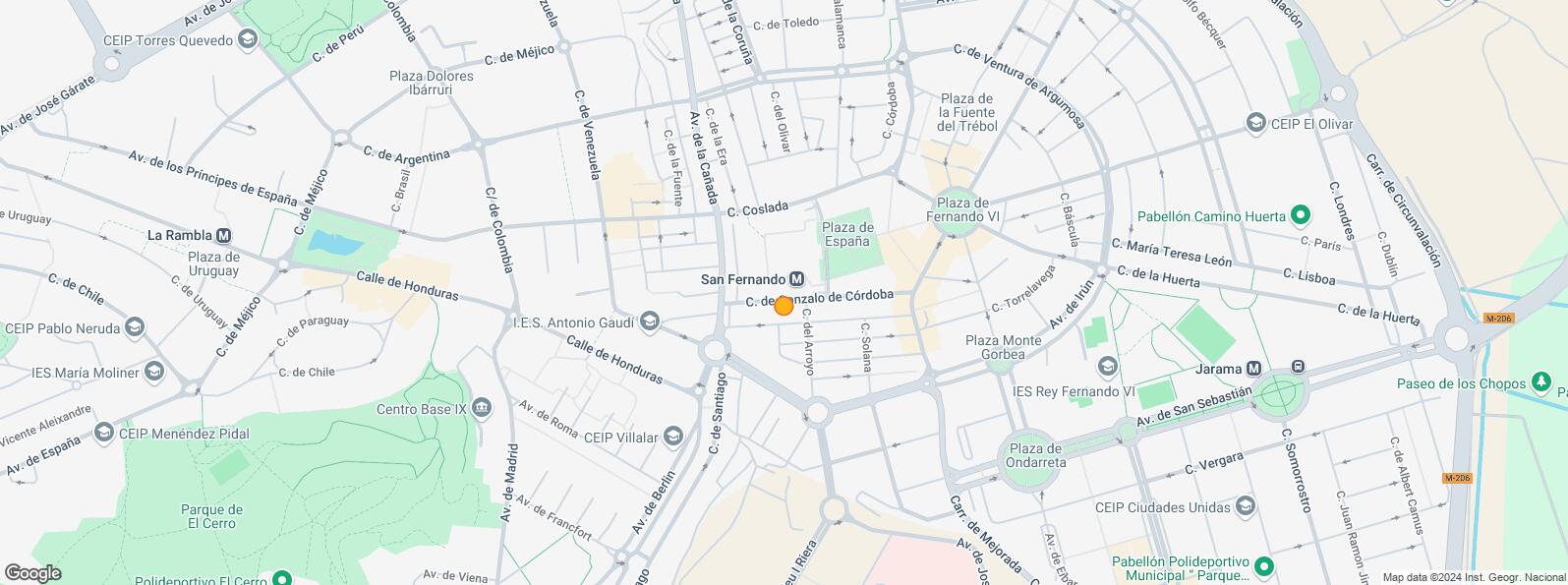 Location Map for Calle Antonio Machado, San Fernando de Henares, Madrid, 28830