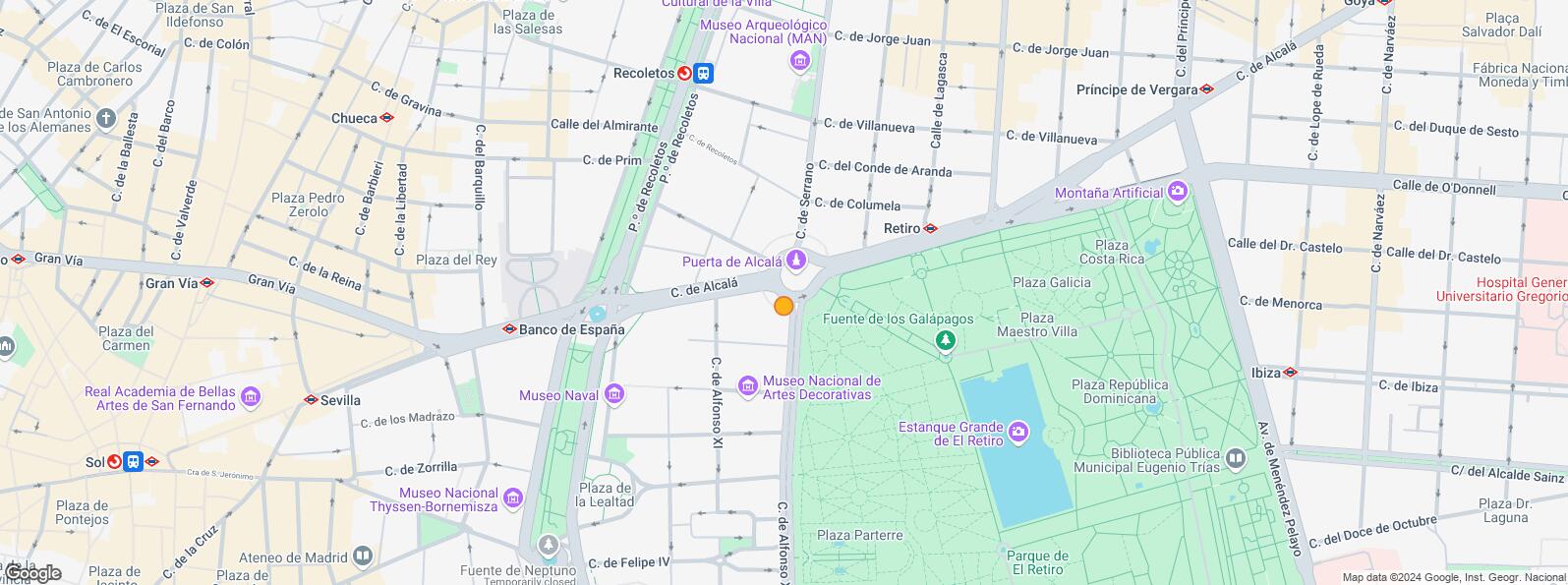 Mapa de Calle Alcalá, Retiro, Madrid, 28014